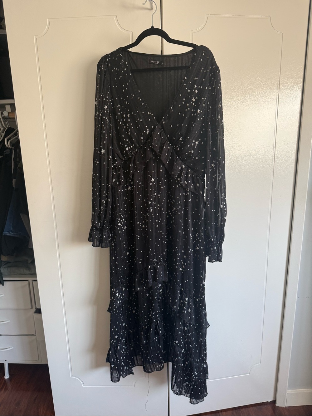 Nasty Gal Black Star-Print Maxi Dress